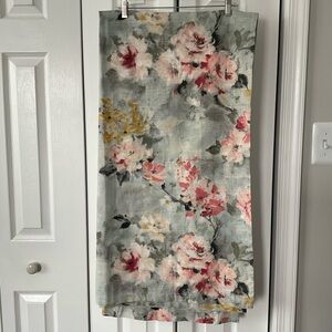 Art House All Cotton Shower Curtain Sage Green/Gray/Pink Floral Romantic 72”x72”